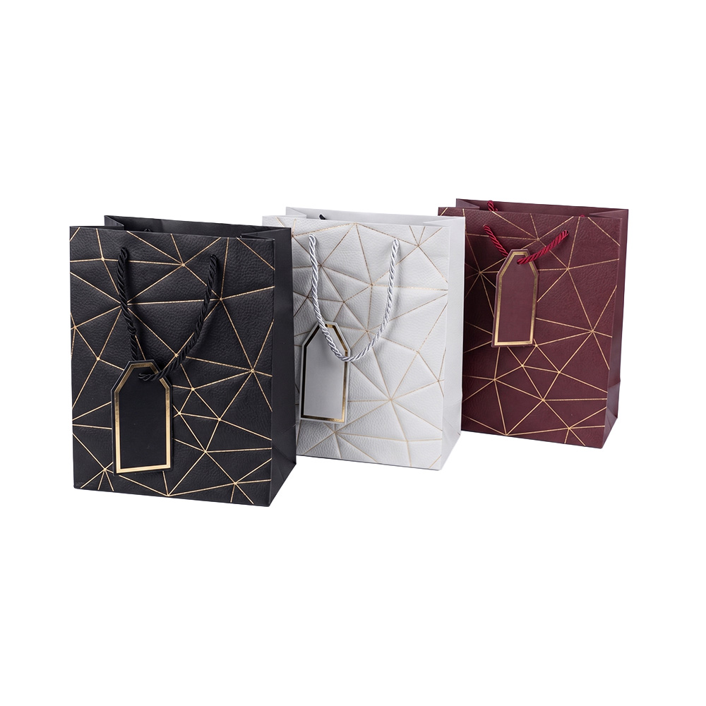 Bolsa de Regalo Elegante con Diseño Geométrico Dorado