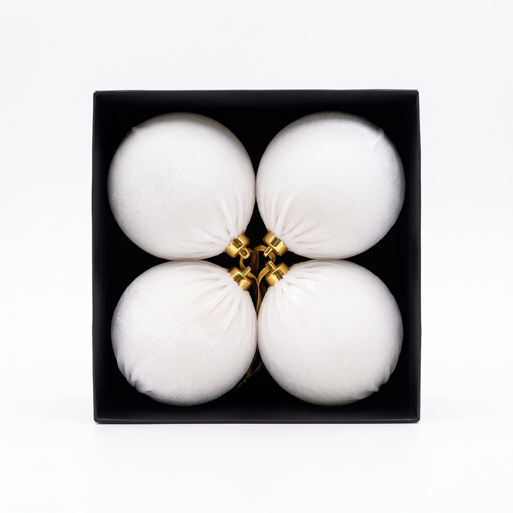 Bola Blanca de Navidad 10cm x 4 Piezas