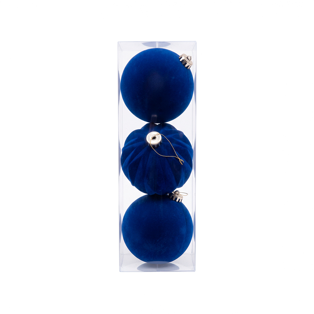 Bola de Navidad Azul 10 cm Decoración Árbol 3 Unidades